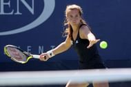 Ulrikke Eikeri while competing in the junior girls' singles event at the 2010 US Open